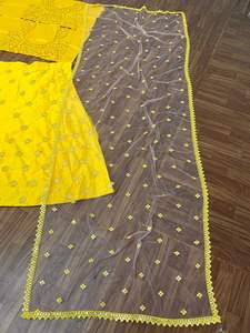 ชุดประจำชาติอินเดียสำหรับงานปาร์ตี้,ผ้าซาตินปักลายผ้าไหมมาเลย์ Lehenga Choli พร้อม Dupatta ผู้จัดจำหน่ายชาวอินเดีย - Product Image 5