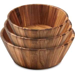 Vente chaude Bol à salade naturel réutilisable avec logo personnalisé écologique Bol à pâte en bois d'acacia de l'exportateur indien - Product Image 6