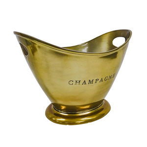 Enfriador de vino decorativo, Tina para bebidas, pie redondo, Metal, aluminio, vino, champán, cubo con mango lateral - Product Image 5