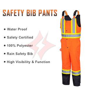FLASH GEAR Custom Bib Pant Customized Logo ANSI Class 1 <b>Waterproof</b> High-Visibility Fluorescent Polyester/Cotton Safety Workwear - Product Image 2