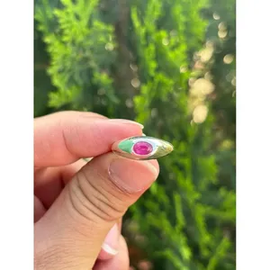 925 <b>Silver</b> Romantic <b>Statement</b> <b>Ring</b> with Natural Stone Bezel Set Boho Style for Everyday Wear Fine Jewelry - Product Image 1