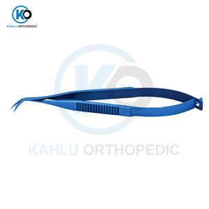 Kahlu Orthopedic 105mm <b>Titanium</b> Right Katzin Corneal Transplant Scissors Manual Stainless Steel Corneal Transplant Scissor - Product Image 2