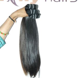 Venta al por mayor de extensiones de cabello humano virgen natural negro de calidad cutícula alineada doble trama mechones rectos máquina vietnamita - Product Image 2