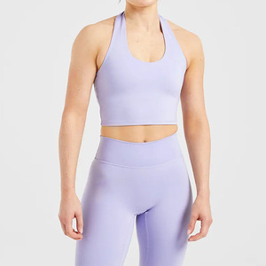 เสื้อครอปเอวลอยสีพาสเทลลาเวนเดอร์สำหรับผู้หญิงเสื้อครอปเอวลอยทรงเนยนุ่มน้ำหนักเบาสำหรับออกกำลังกายฟิตเนส - Product Image 1