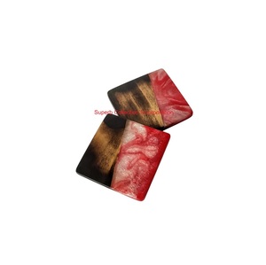 Posavasos de madera y resina de alta calidad, madera de teca cuadrada con diseño de remolino de perla roja, decoración moderna para el hogar y el bar a la venta - Product Image 1