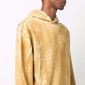 OEM Blank Custom 2025 Oversized Acid Wash Hoodie Fabricante 100% Cotton Hoodie High Quality Yellow Washed 420g Hoodie - Product Image 4