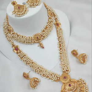 ENSEMBLE DE BIJOUX INDIENS TRADITIONNELS ET À LA MODE EN CUIVRE ENSEMBLE DE BIJOUX DE MARIAGE POUR FEMMES ENSEMBLE DE BOUCLES D'OREILLES ET DE COLLIERS - Product Image 1