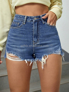 Phụ Nữ Của Mùa Hè Lỏng Phù Hợp Với Thân Thiện Với Môi Nóng Quần Sexy Retro Phong Cách Quần Short Denim Với Ripped Tua Nút Thấp Tăng - Product Image 4