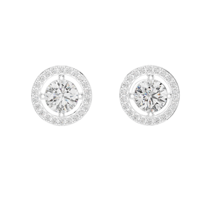 Boucles d'oreilles clous halo en diamant de laboratoire 2,53 CT, taille brillant rond VVS-VS EF CVD, or 18 carats, 14 carats, 10 carats et argent 925, rose, jaune - Product Image 3