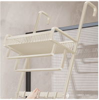 Estante de Baño Moderno de Pared Dos en Uno con Toallero y Cesta de Almacenamiento, Capacidad de 15 kg, Ahorro de Espacio, Color Blanco Leche