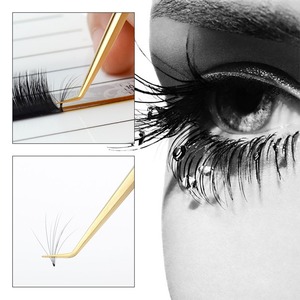 แหนบสแตนเลสเคลือบทองคุณภาพสูง ปลายทอง 90 องศา สำหรับต่อขนตาแบบวอลุ่ม - Product Image 6