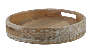 Bandeja Redonda de Madera para Servir con Asas Recortadas - Product Image 2