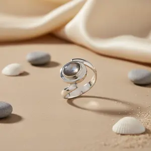 "Women's <b>Statement</b> 925 Silver Moonstone <b>Ring</b> Gemstone Brass Plated Ethnic Setting Bezel Setting Boxed" - Product Image 2