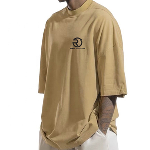 Personalizada de alta calidad de media manga de algodón gris de gran tamaño de cuello redondo Camiseta de los hombres de peso pesado camiseta - Product Image 6