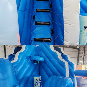 Château gonflable commercial sur le thème des chiens, bleu, en PVC, avec toboggan, capacité de 5 à 10 enfants - Product Image 2