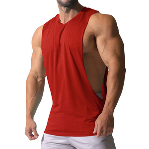 Camiseta sin mangas de algodón 100% de alta calidad para hombre, camiseta transpirable para gimnasio, cuello deportivo liso, tejido de punto - Product Image 5
