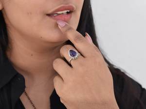 แหวนพลอยอเมทิสต์ลายลูกแพร์925เงินสเตอร์ลิงเครื่องประดับแฮนด์เมดจำนวนมากขายส่ง - Product Image 3