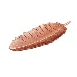 Nouvel arrivage Plat de service élégant en forme de feuille en aluminium de couleur or Assiette décorative pour les mariages, les restaurants et les fêtes - Product Image 2