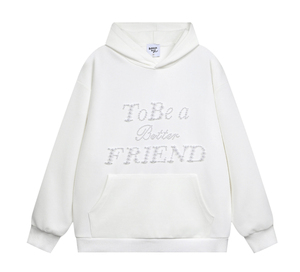 Sweat-shirts en coton lourd personnalisés pour hommes avec strass Nouvelle tendance de vente chaude Sweat-shirts imprimés en relief à motif uni avec strass sur le visage - Product Image 2