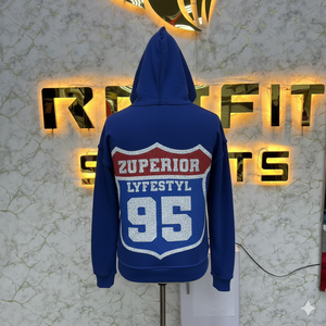 Sudadera con Capucha Azul para Hombre Rich In Spirit, con Cierre, de Felpa de Algodón, Informal, con Estampado Frontal, Corte Regular, Estilo Otoñal - Product Image 3