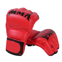 Gants de combat MMA professionnels sur mesure de haute qualité en cuir de vachette véritable, design demi-doigts, poids 12 oz, protection UV