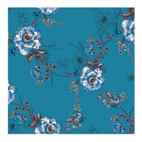 Tela de Poliéster 125 Koshibo Suave con Estampado Digital Personalizado sobre Fondo Negro y Flores Nuevas para Vestido de Noche de Boda para Mujer