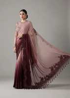 Sari en Georgette de Haute Qualité, Pré-Cousu, Prêt à Porter, avec Blouse pour les Fêtes de Mariage, Broderie Séquencée, Robe pour Femmes