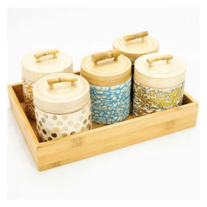 Frascos de Bambú Premium con Incrustaciones de Nácar - Recipientes Redondos y Cuadrados para Almacenamiento en la Cocina y Decoración Estética del Hogar - Product Image 2