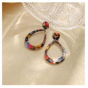 Popular nuevo estilo de moda lágrima acetato colgante Clip en pendientes para mujer joyería al por mayor accesorios de resina de acetato 2025 - Product Image 2