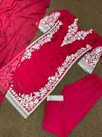 Shalwar Kameez indien pour femme, entièrement brodé, imprimé numérique fantaisie, prêt-à-porter, en faux Georgette