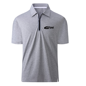 Custom Logo Embroidery Solid Polyester Unisex Slim Fit Short Sleeve Zipper Front for Shirts ODM Wholesale - Product Image 1