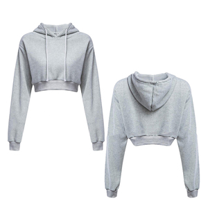 Women's Pink Cropped Hooded Sweatshirt Regular Fit Solid Color Full Sleeve Knitted Autumn Wear 2026 Latest - Product Image 4