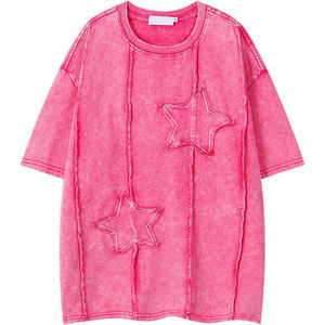 T-shirts en tricot délavé coupe classique pour hommes, hauts à manches courtes Y2K pour femmes, streetwear décontracté unisexe, 100 % coton - Product Image 3