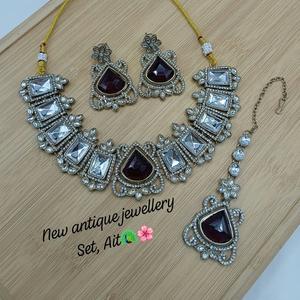 Latest Arrival Classic Antique Gold Plated Kundan Choker Necklace Earrings <b>Set</b> Statement Pendant for <b>Women</b> Wedding Engagement - Product Image 1