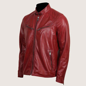 Popular Men's Black Genuine Lambskin <b>Leather</b> <b>Biker</b> <b>Jacket</b> Vintage <b>Real</b> Red <b>Jackets</b> for Winter Use <b>jacket</b> for men - Product Image 5