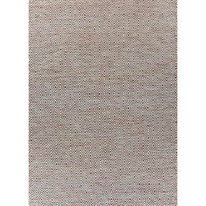 พรมขนสัตว์ผสมวิสโคสแบบทอเรียบ ลายเรขาคณิตสีแดงส้ม รูปทรงสี่เหลี่ยมผืนผ้า งานแฮนด์เมด ดีไซน์แบบ Patchwork สำหรับห้องนอน รุ่น ADWV-13047 - Product Image 1