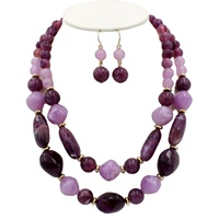 Ensemble de colliers multicouches perlés roses pour femme, bijoux élégants pour soirée, plaqué or, résine acrylique, boucles d'oreilles en quartz rose, cadeau pour femme