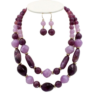 Pink Beaded Multilayer <b>Necklace</b> Set Women Party Stylish Design Jewelry Gold Plated Acrylic Resin Rose <b>Quartz</b> Earrings Gift Woman - Product Image 2