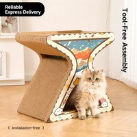 Griffoir vertical double couche pour chat Huayuan Hoopet à motif de dessin animé, résistant à l'usure et sans production de poussière