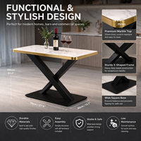 Table rectangulaire en pierre frittée moderne pour restaurant et café, mobilier commercial moderne pour restaurant, table en pierre frittée