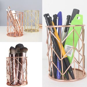 Stylish Rose <b>Gold</b> Metal Desk Organizer with Elegant Copper Mesh Design Ideal for Office Stationery Storage - Product Image 5