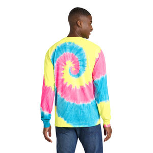 T-shirt à manches longues tie-dye coloré 100% coton unisexe, haut streetwear tendance, personnalisation de la marque disponible - Product Image 5
