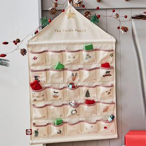 Cuenta regresiva personalizada bordado colgante de pared hecho a mano lienzo reutilizable Feliz Navidad Calendario de <span class=keywords><strong>Adviento</strong></span> con techo - Product Image 1