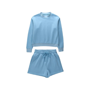 Chándales de fábrica Logotipo personalizado Chándal en blanco Conjunto de sudadera 2 piezas Pantalones cortos de mujer Conjunto 2025 Servicio OEM - Product Image 5