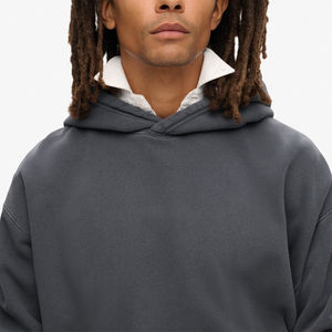 Sudadera con capucha de peso pesado en blanco de la mejor calidad sin cordón liso con bolsillos Puff estampado recortado Raw Hem Hoodies hombres - Product Image 3