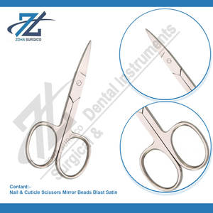 Ciseaux à cuticules pour ongles 9cm Perles miroir Ciseaux à ongles en acier inoxydable satiné Ciseaux à ongles de précision Fabricant Pakistan - Product Image 3