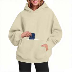 Sudaderas con Capucha de Alta Calidad para Mujer con Bolsillo Oculto, Logotipo Personalizado, Sudadera Gruesa con Hombros Caídos para Mujer - Product Image 2