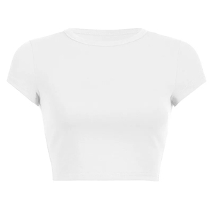 Venta al por mayor 2025 último diseño mujeres en blanco 100% algodón estirable Crop Tops mujeres recortadas camisetas - Product Image 2