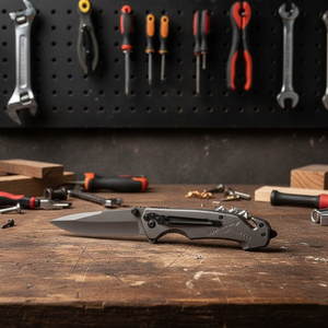 Navaja de Bolsillo de Grado Industrial, Acero Inoxidable, Mango Ligero de Aluminio, Punta de Caída, para Campamento, Actividades al Aire Libre y Uso Diario - Product Image 2