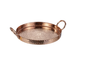 Bandeja de Servicio Comercial de Cobre Forjado a Mano, Moderna y Personalizable, con Acabado Pulido y Asas Dobles para Uso en Restaurantes - Product Image 1